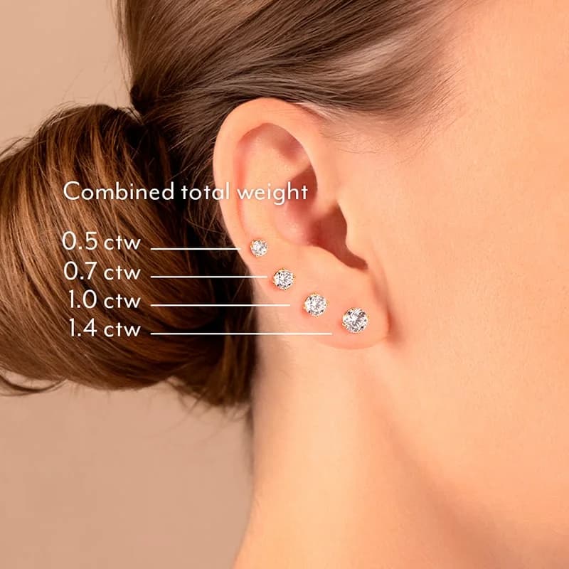 1ct Total Lab Grown Diamond Studs — Thumbnail 2