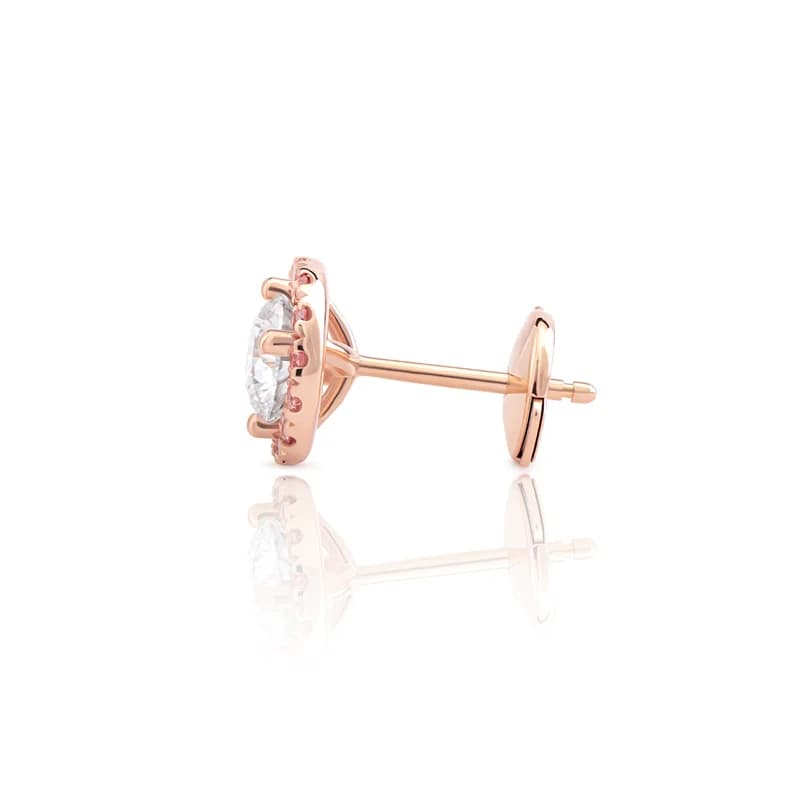 PINKS 1.3ct Total Lab Grown Diamond Halo Studs — Thumbnail 2