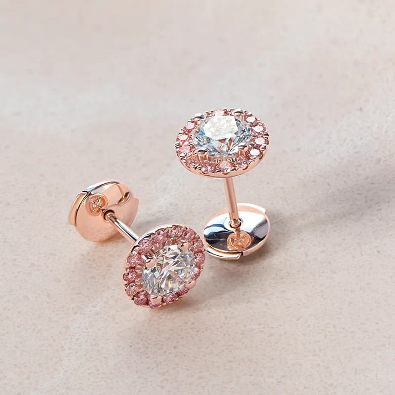 PINKS 1.3ct Total Lab Grown Diamond Halo Studs — Thumbnail 3
