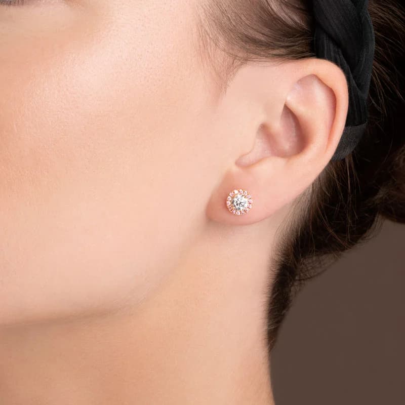 PINKS 1.3ct Total Lab Grown Diamond Halo Studs — Thumbnail 4