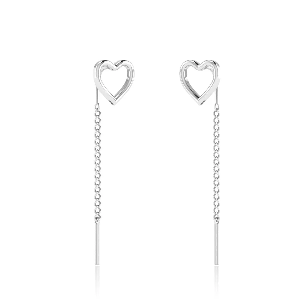 Elegant Heart Chain Drop Earrings — Thumbnail 2
