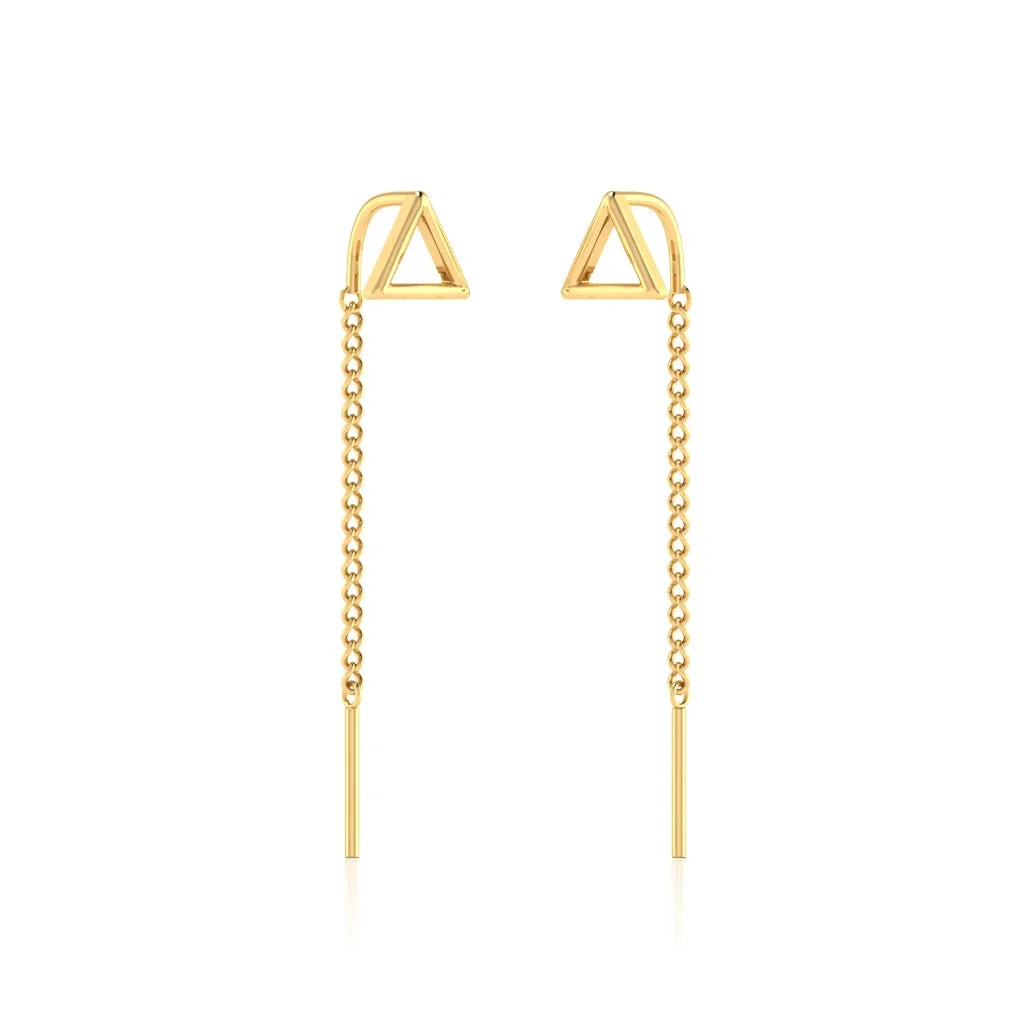 Modern Triangle Chain Drop Earrings — Earring | Evaan Jewels