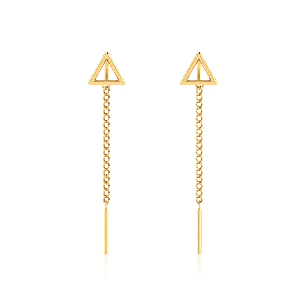 Modern Triangle Chain Drop Earrings — Thumbnail 2